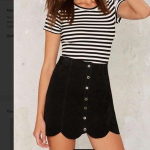 Button up navy blue felt skirt